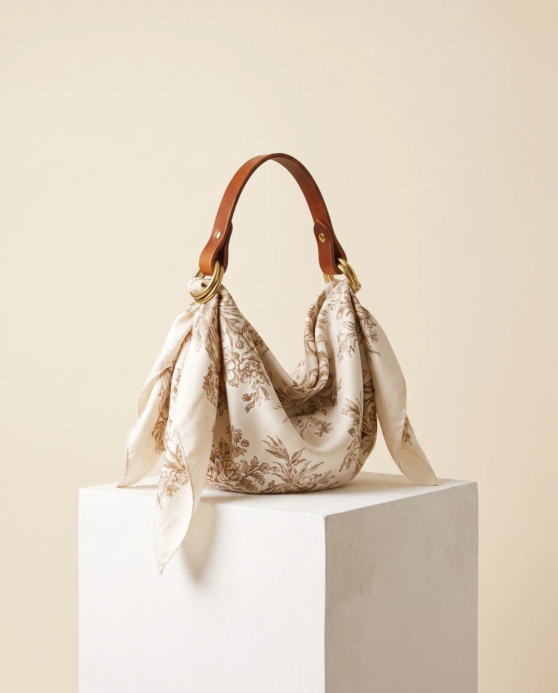 The finished bag on a plaster plinth