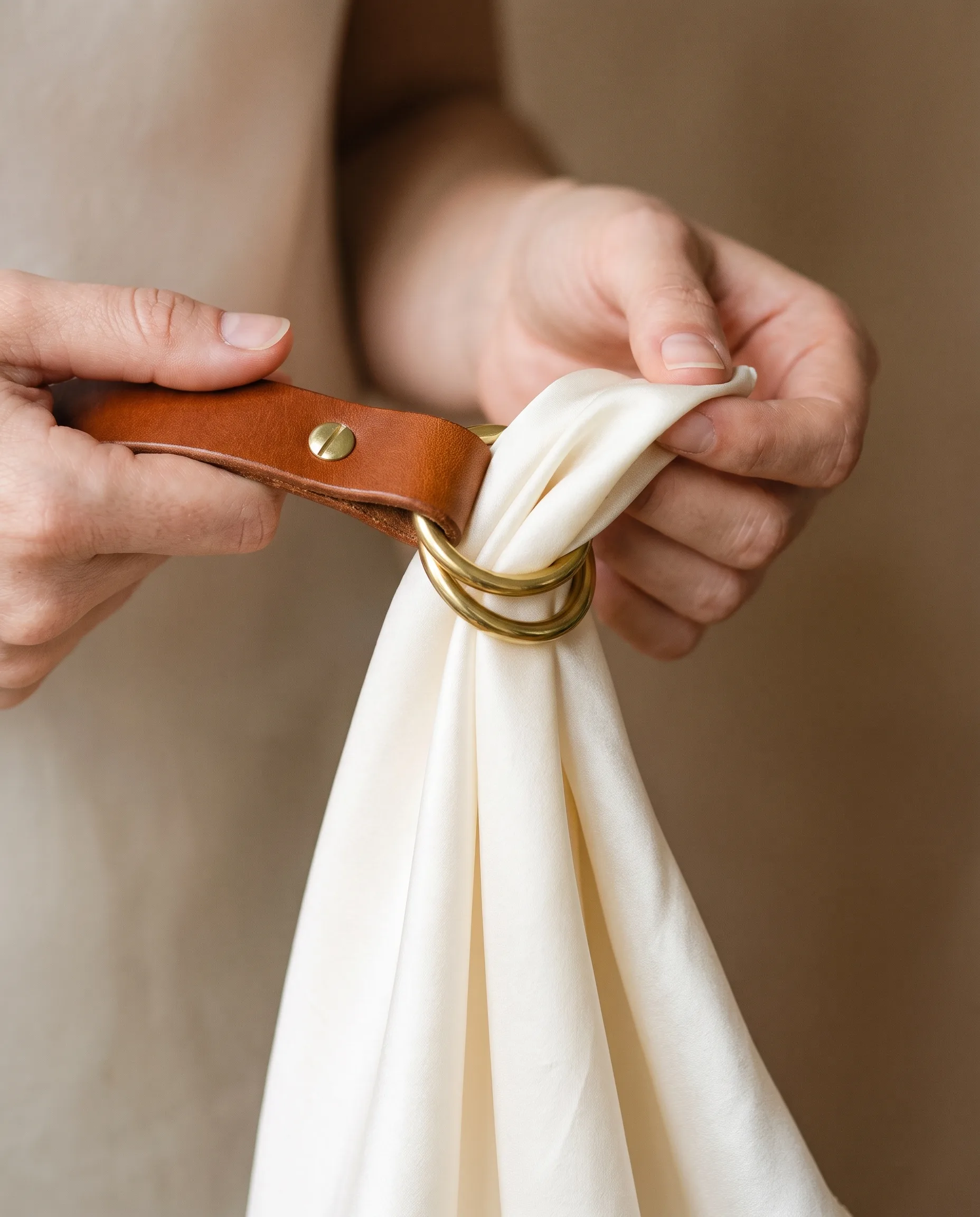 Drawing the silk through the twin rings